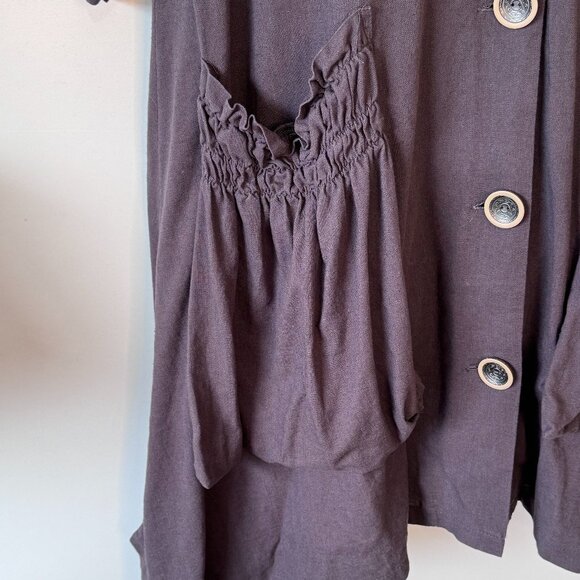 For Cynthia Linen Shirt Dress Oversized Midi Lagenlook with Large Pockets Large - Picture 4 of 9